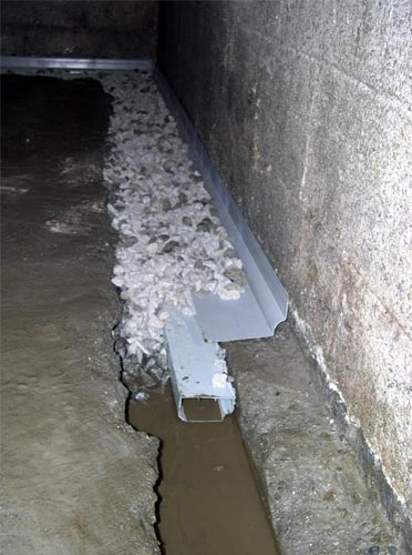 drain concrete basement system french snow water floor foundation removal tile away keep perimeter below existing install dirt waterproofing maintainence