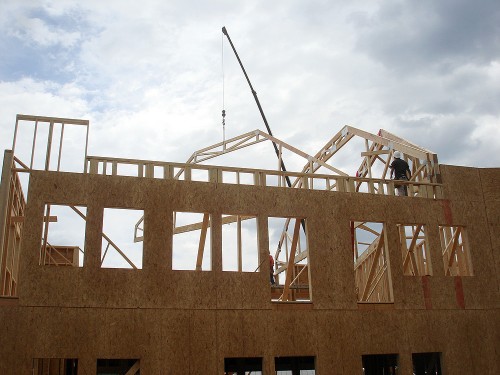 Setting Attic Trusses at the Diamond Building