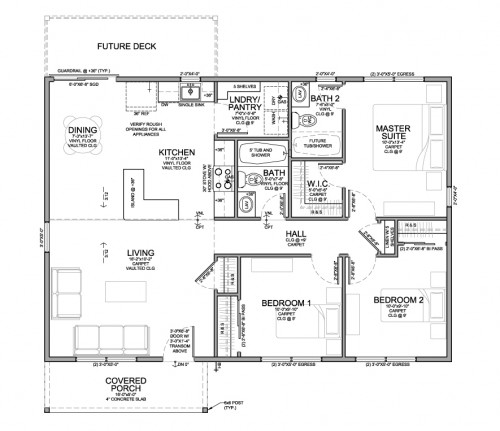 Single Family Floor Plan for Habitat for Humanity EVstudio