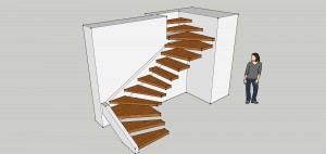 Perspective of Stair Option w/ Visible Stringer