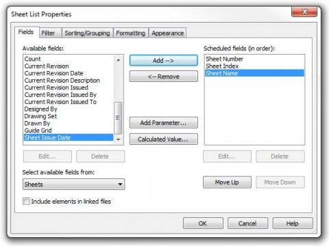 step 2 - sheet list properties