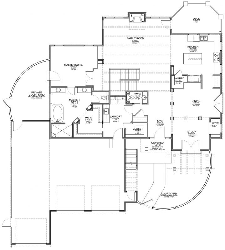 Santa Fe Style Home with Walkout Floor Plan — EVstudio 
