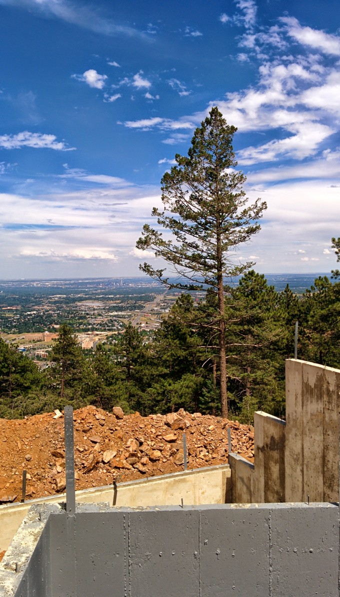 A future framed view of 6th avenue and downtown Denver.