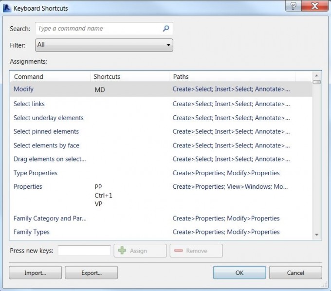 Revit Keyboard Shortcuts