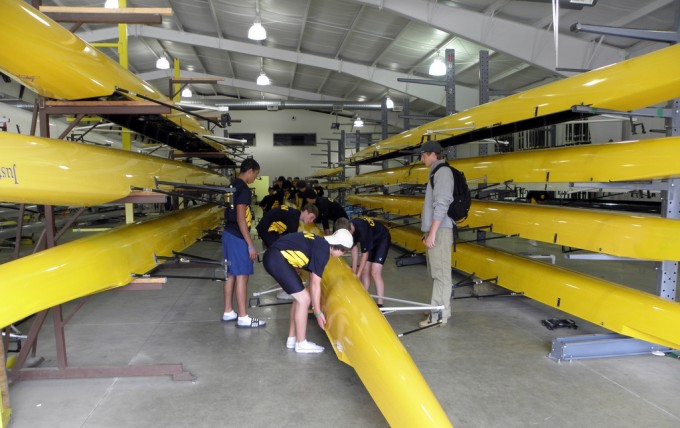 Inside boathouse