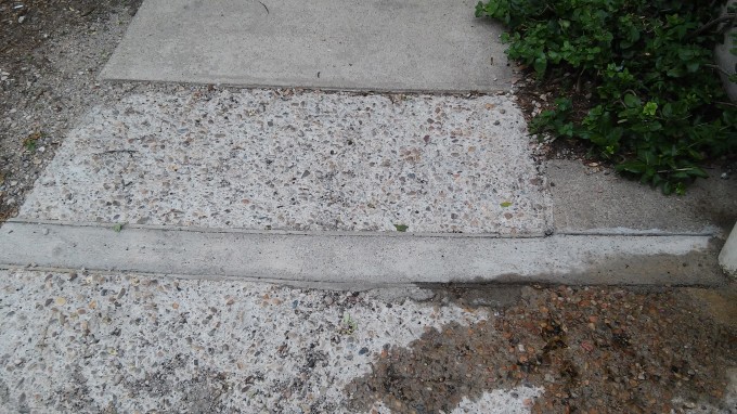 Concrete damaged by 50 years of freeze-thaw cycles.