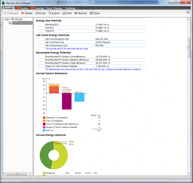 MEP Engineering Energy Use Results and Compare