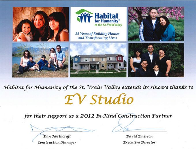 EVstudio Habitat for Humanity Certificate