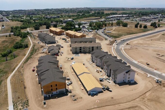 Ten West apartment aerial view looking south