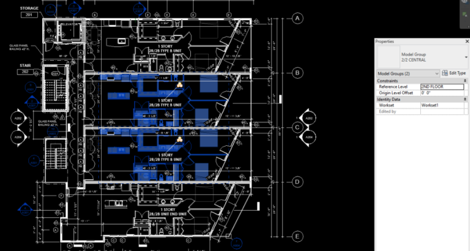 A Revit screenshot using model groups