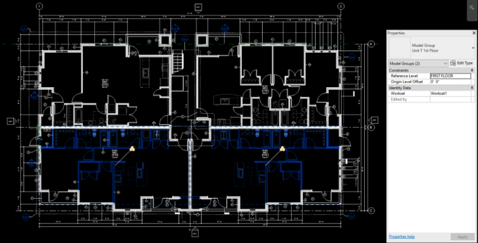 A Revit screenshot showing model groups