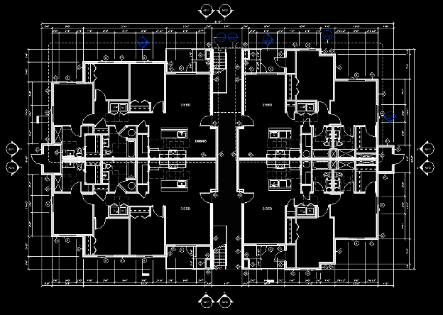 A screenshot of the design for a floor of a building modeled in Revit to begin the guide on model groups.