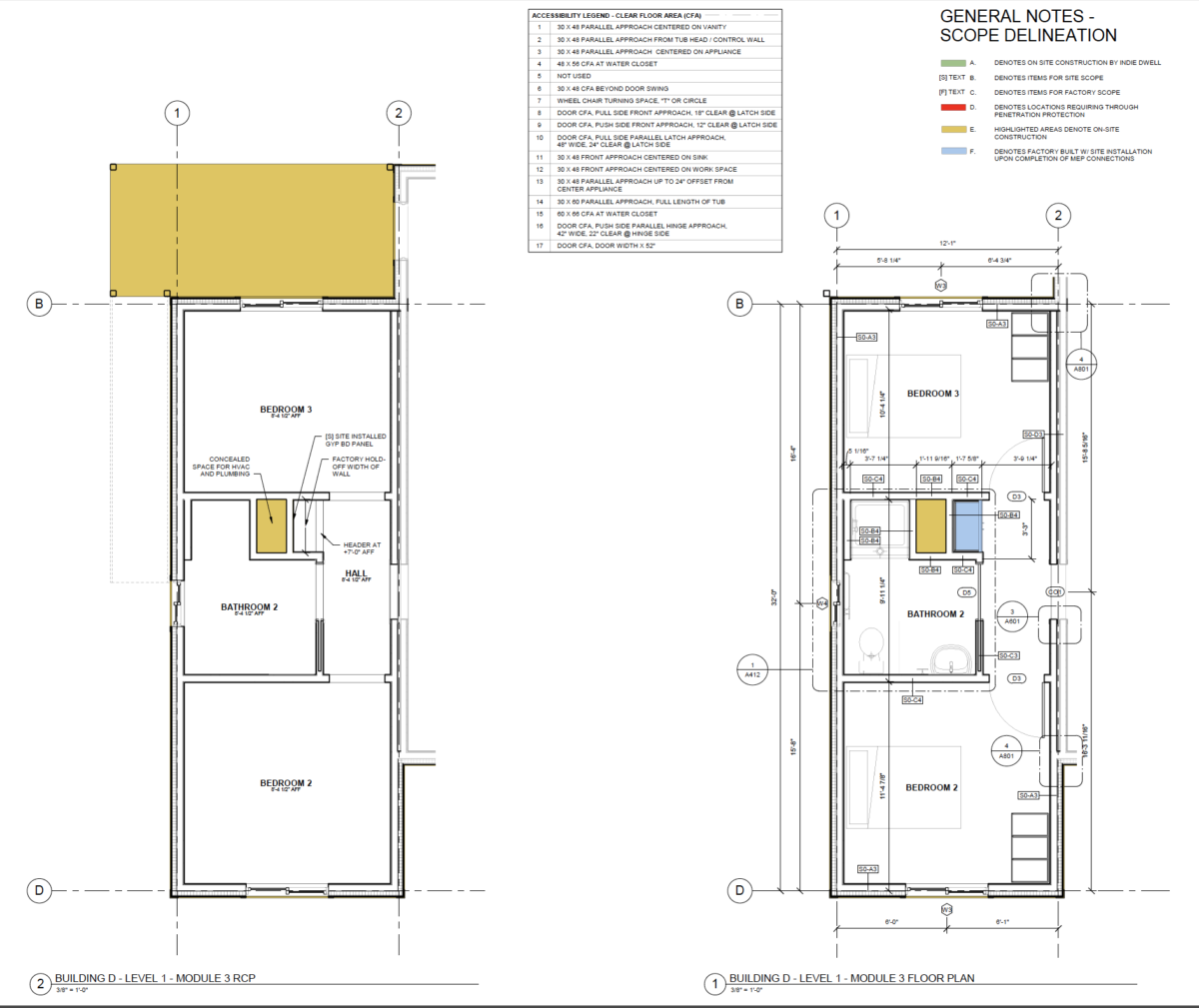 Blueprints of bedroom and bathroom designs from an EVstudio project