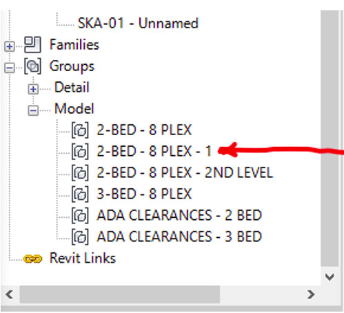 A screenshot showing model group save files in Revit.