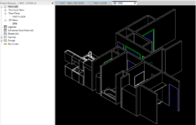 A screenshot of model groups in Revit