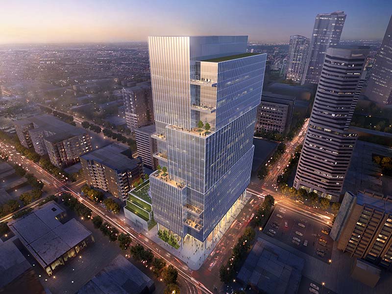 Image of new 40-story office building in Denver's Central Business District. Changes to Denver's skyline
