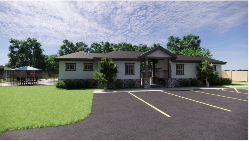 A 3D digital image of a clubhouse for a neighborhood development. The image is part of the author's work as a design project manager.