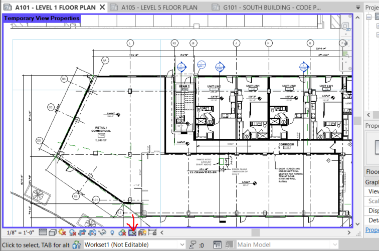 temporary view properties button