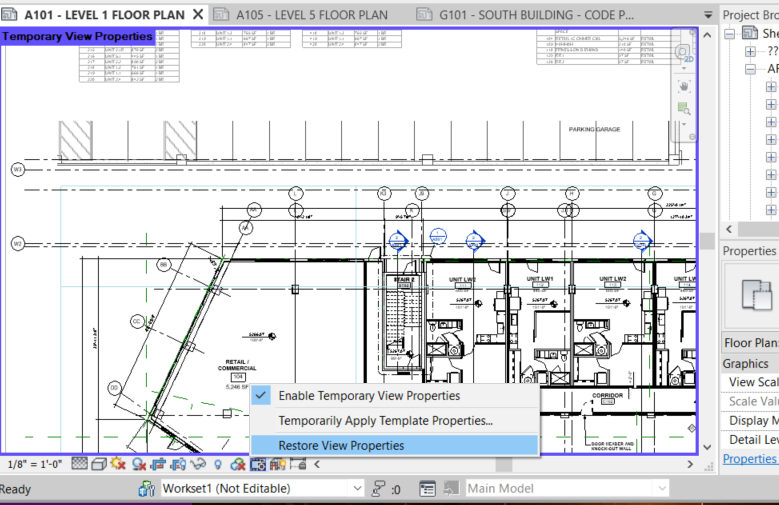 restore view properties