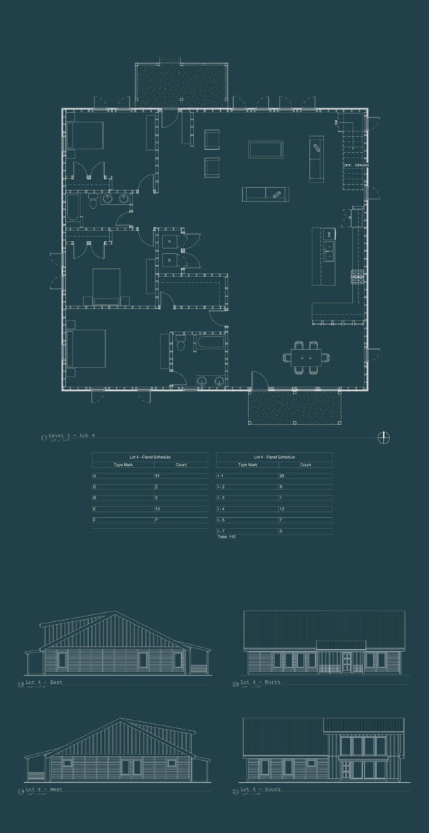 A blueprint of the author's modular construction design for Lot 4.