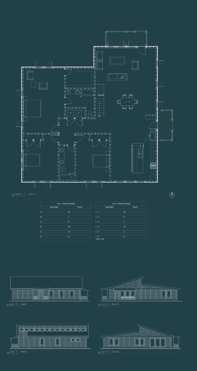 A blueprint of the author's modular construction design for Lot 5.