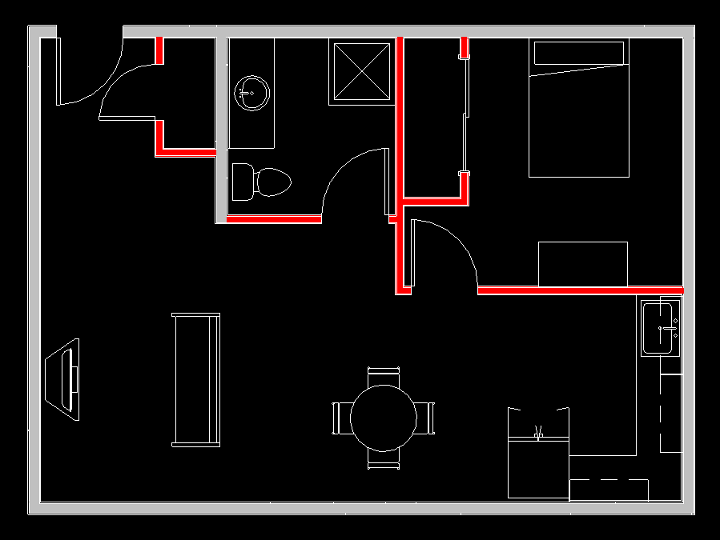 A screenshot of the floorplan with the 2x4 rule filter applied to some areas, highlighted in red.