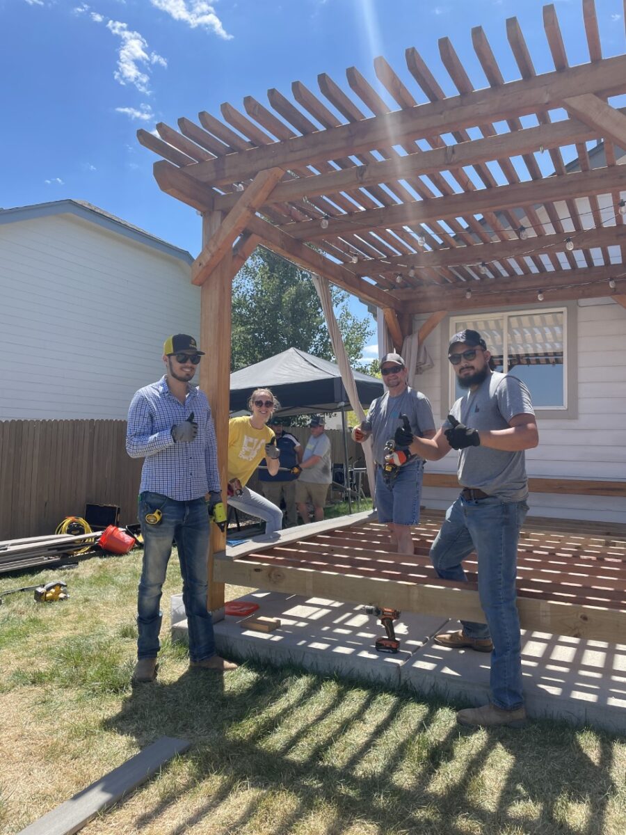 Sylvia and some ofher teammates at a Habitat for Humanity build.