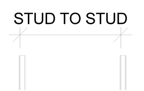 A digital image illustrating stud-to-stud dimensioning.